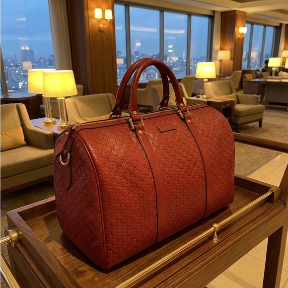 Gucci Micro Guccissima Boston Bag Red Style 449646 - Picture 2 of 10